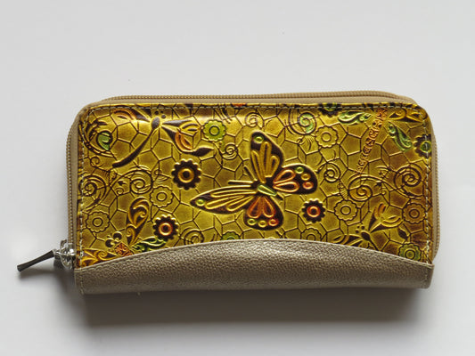 Exotic Gold Butterfly Handcrafted Women's Leather Wallet
