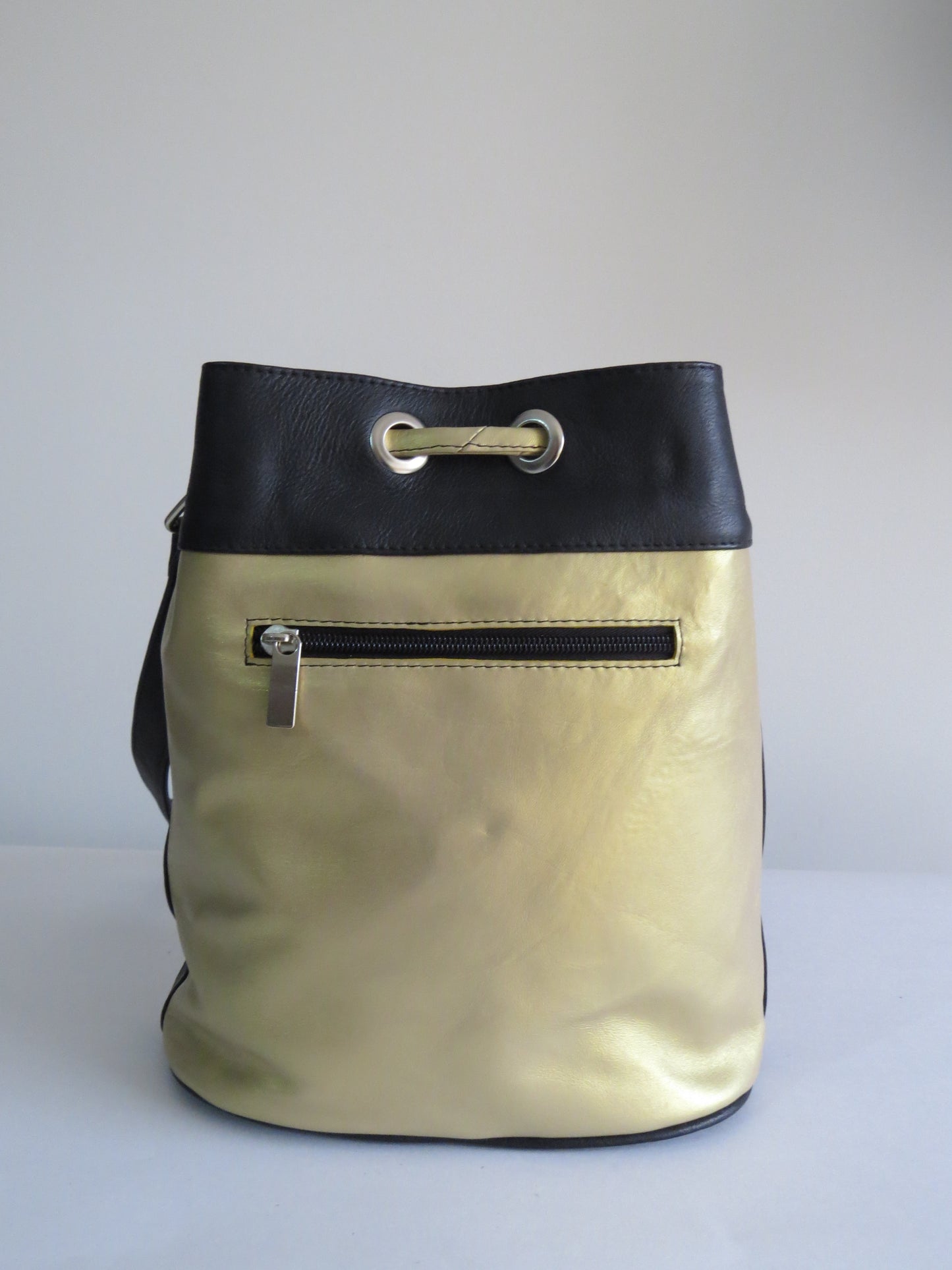 Gold and Black Large Leather Purse