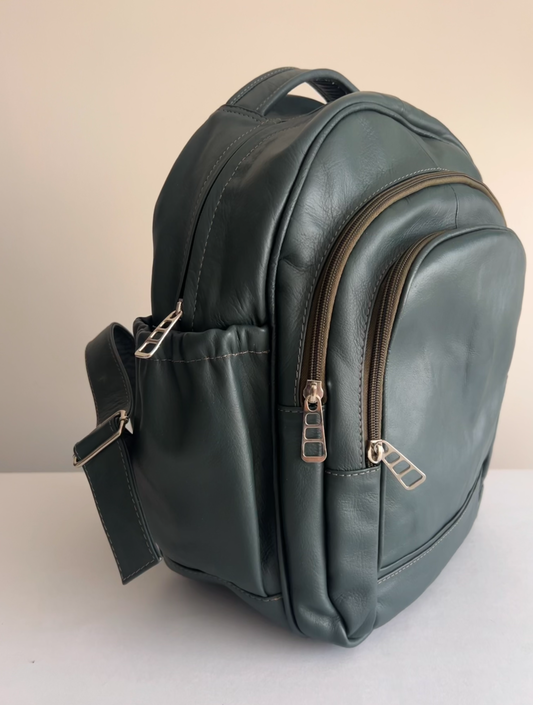 Green Leather Backpack
