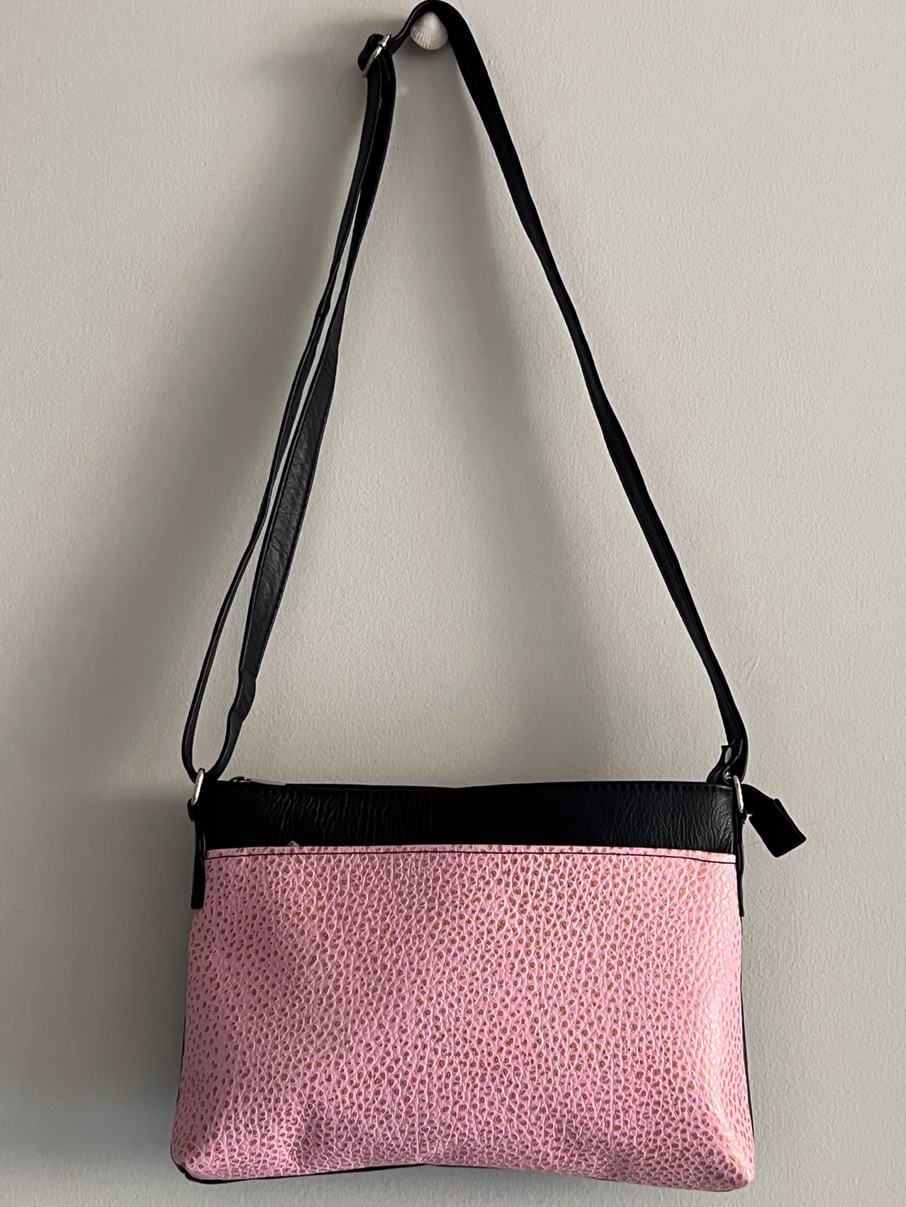 Pink and Black Leather Purse